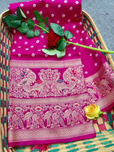 Unique Bandhej Kanjivaram Pink Color Silk Saree